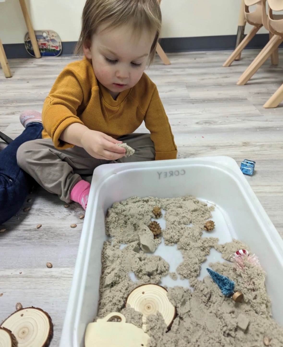 Sensory play activity setup at Little Hearts Playroom.