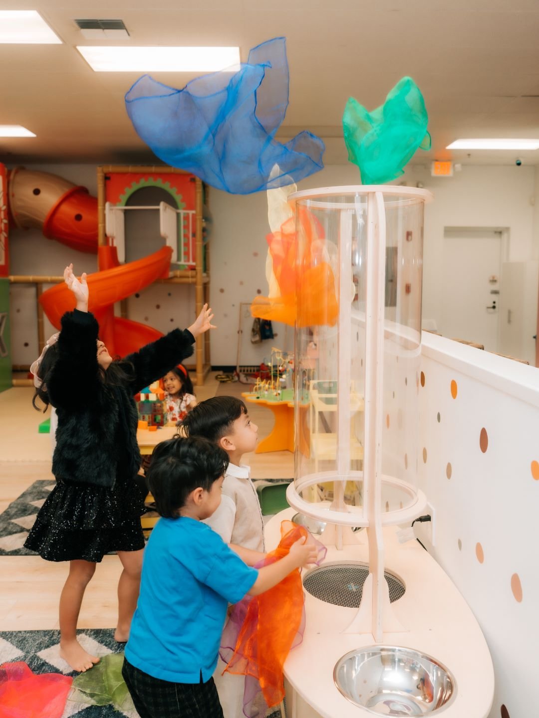 Sensory-style air tube area at Little Pandas Play Cafe