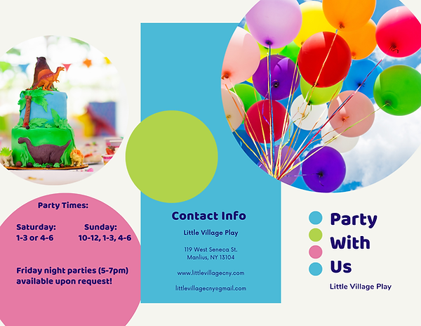 Little Village Play party package flyer