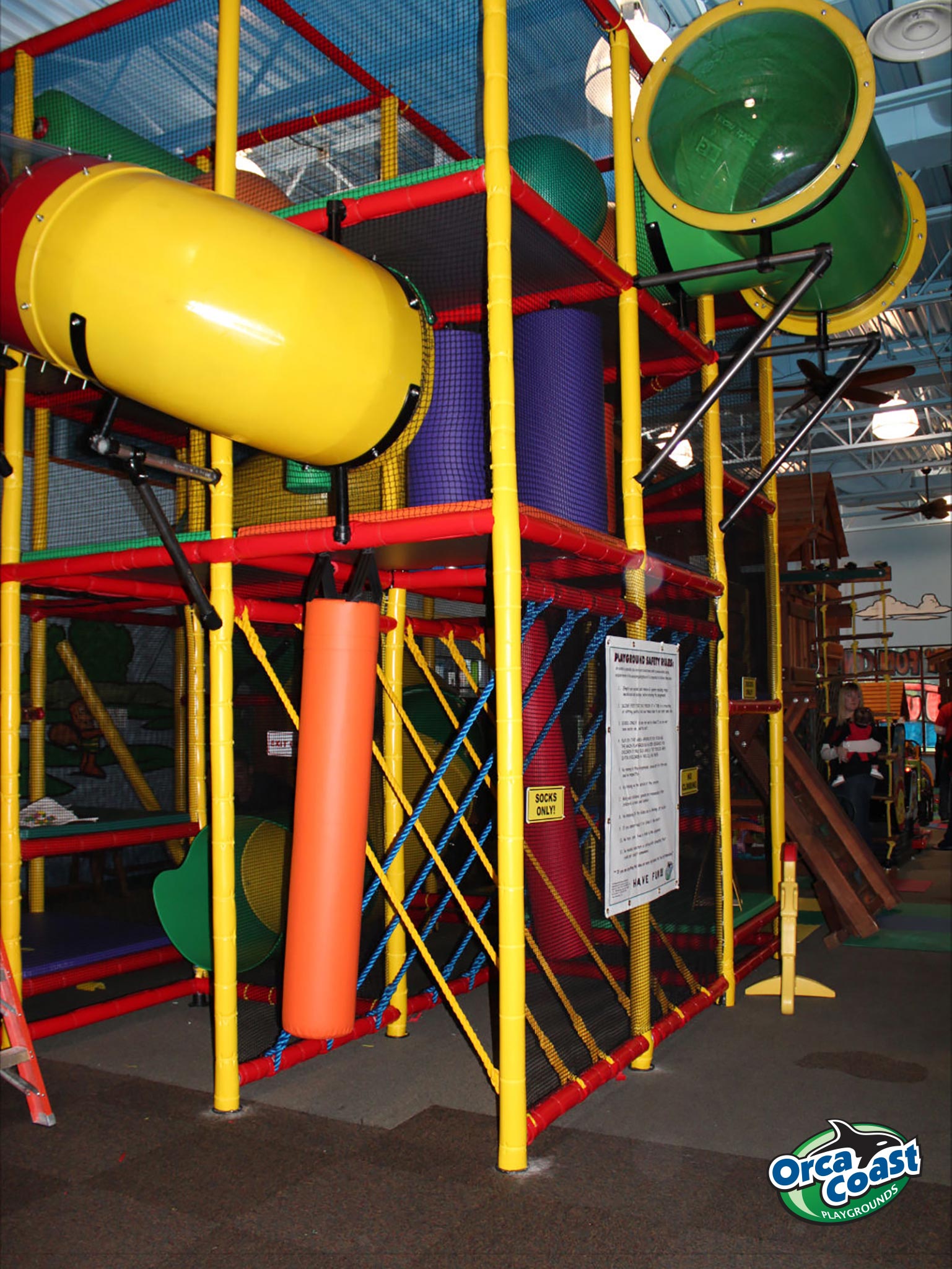 Another view of the indoor playground structure at Lost in Fun.