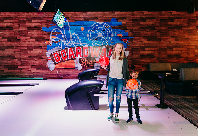Indoor bowling lanes at Malibu Jack's Quad Cities