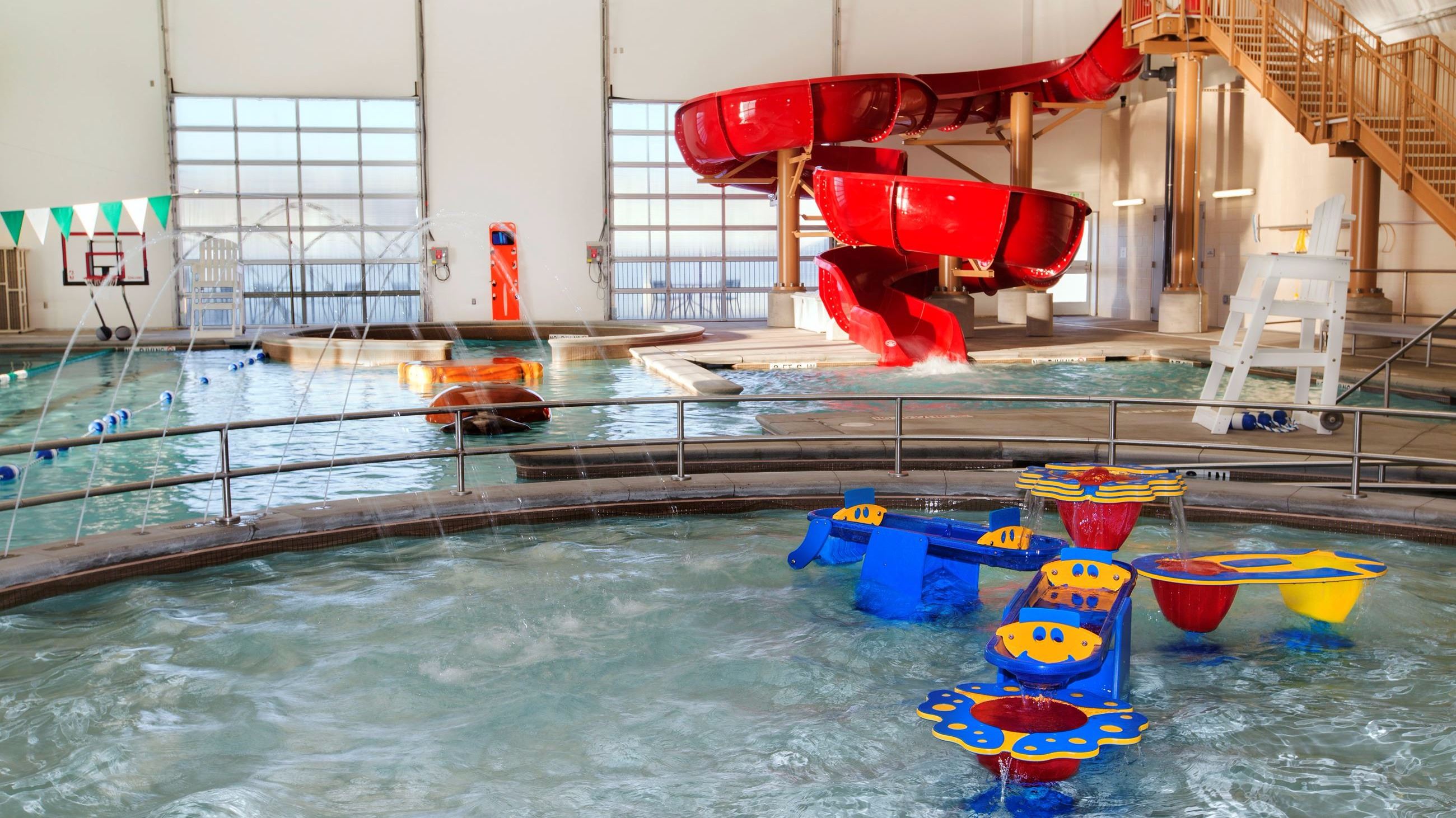 Leisure pool with slide at Miller Activity Complex.