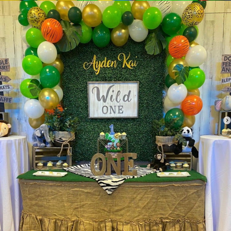 Birthday party setup with themed decorations inside Millie Moo's Orlando.