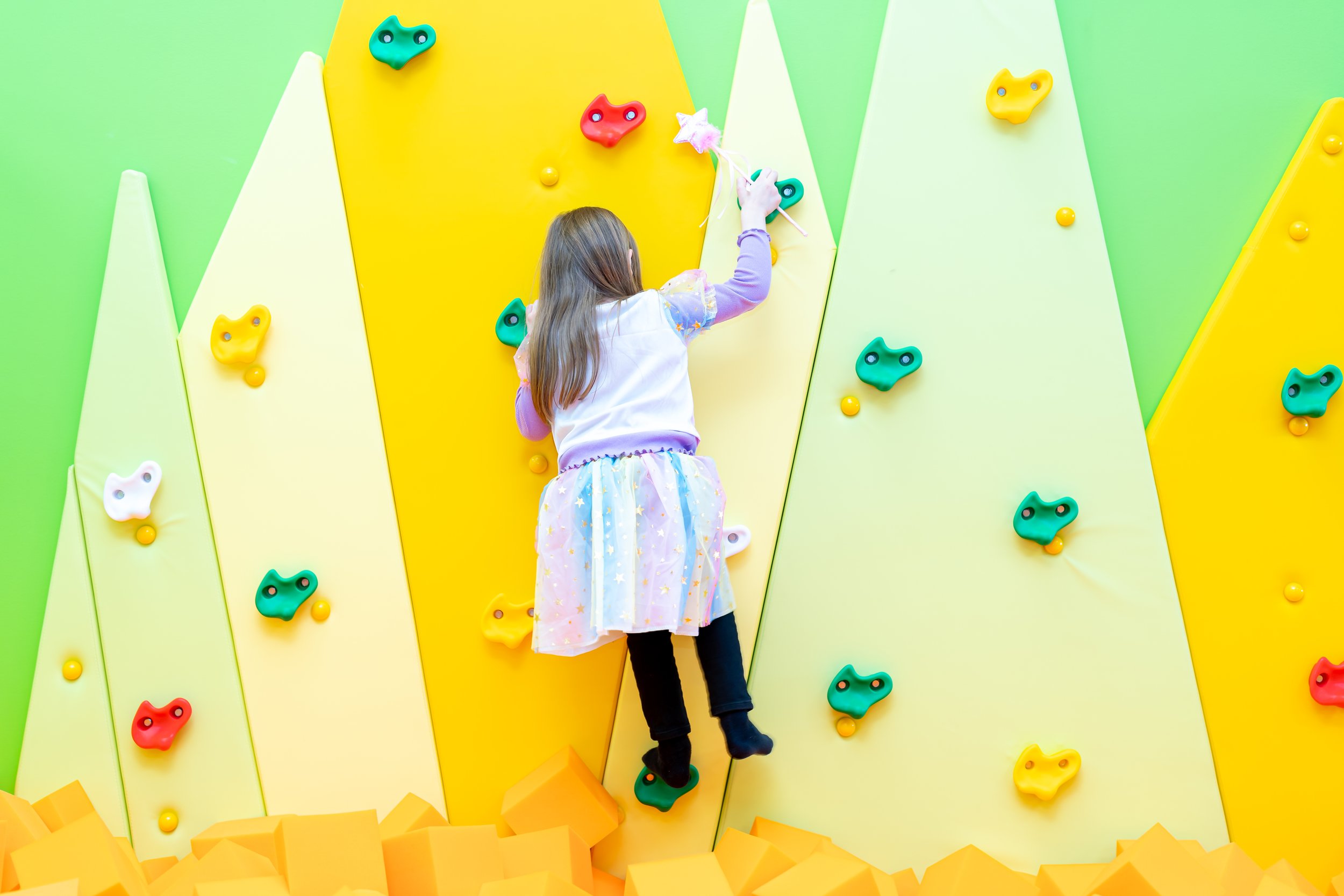 Foam-climb wall at MiniTown Café & Play