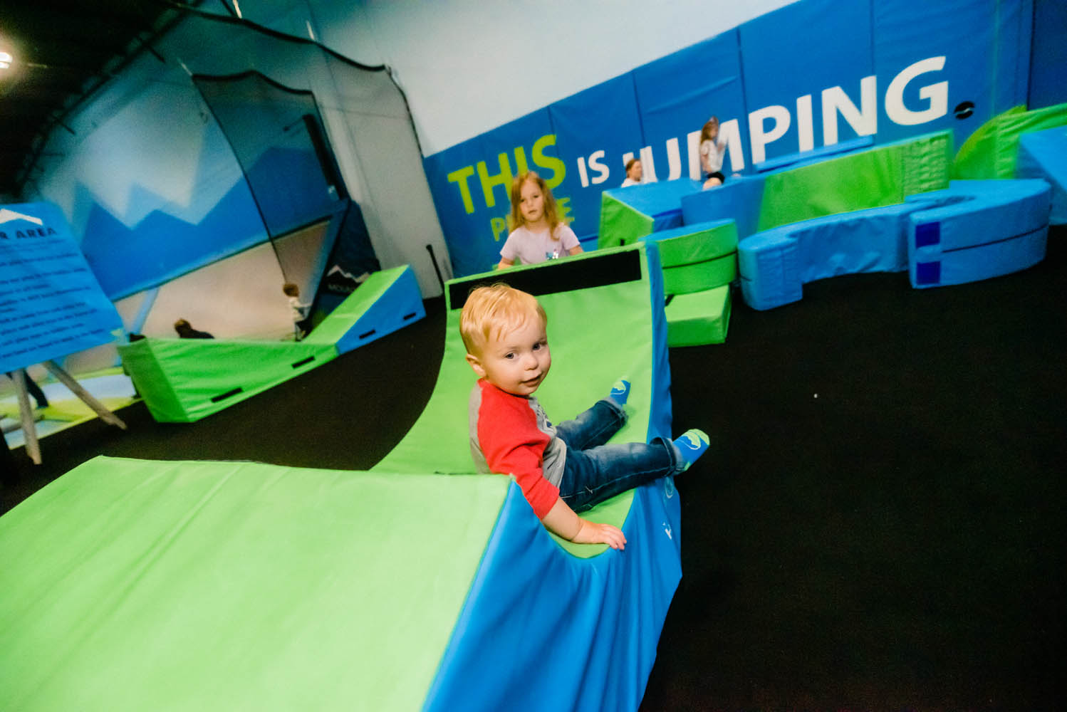 Toddler area and younger-child jumping space at Mountain Air in Bend.