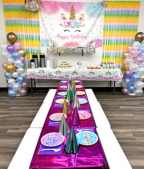 Party setup at Mountain Sprouts Play Cafe.
