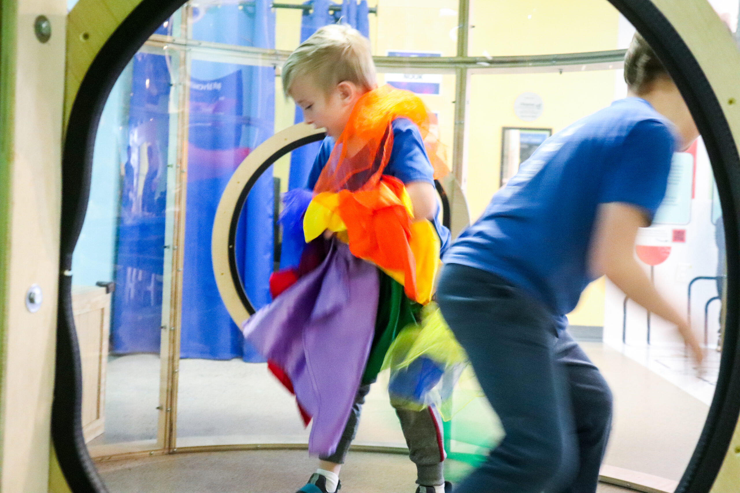 Children interacting with the Weather Wonders exhibit at Muse Knoxville.
