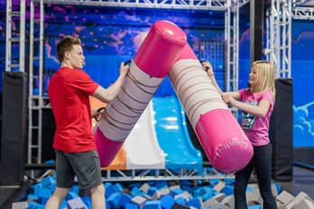 Indoor attraction area at Ninja Kidz Action Park South Jordan