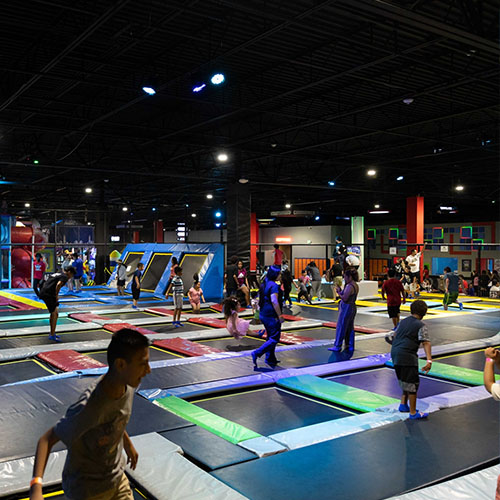 Trampoline area at No Surrender Unlimited Fresno