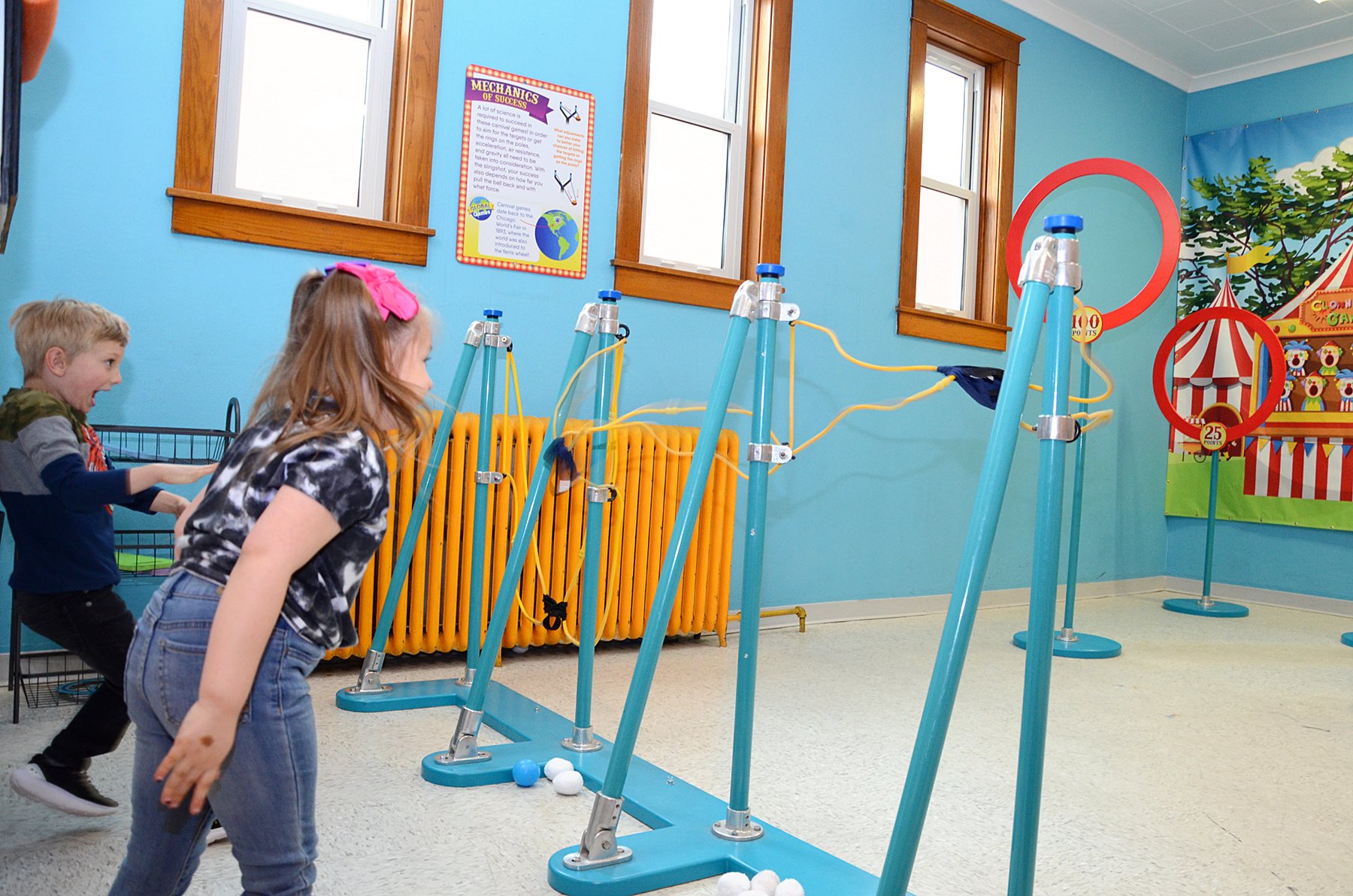 Children playing in the Game On room at North Platte Area Children's Museum
