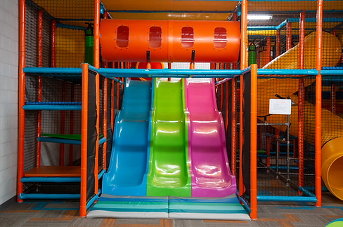 Slide and climbing structure at Ok Go Play.