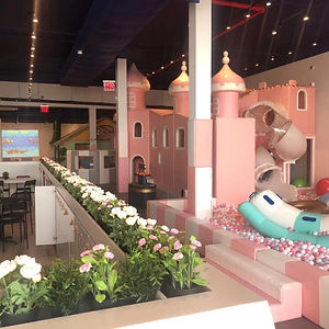 Castle-style indoor play structure at PeekabooO.