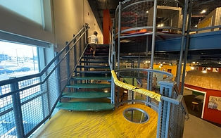 Climbable indoor playscape at Phelps Youth Pavilion in Waterloo.