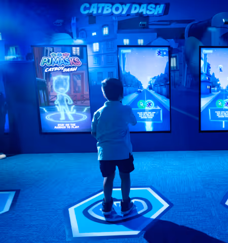 Interactive PJ Masks-themed play area inside Planet Playskool.