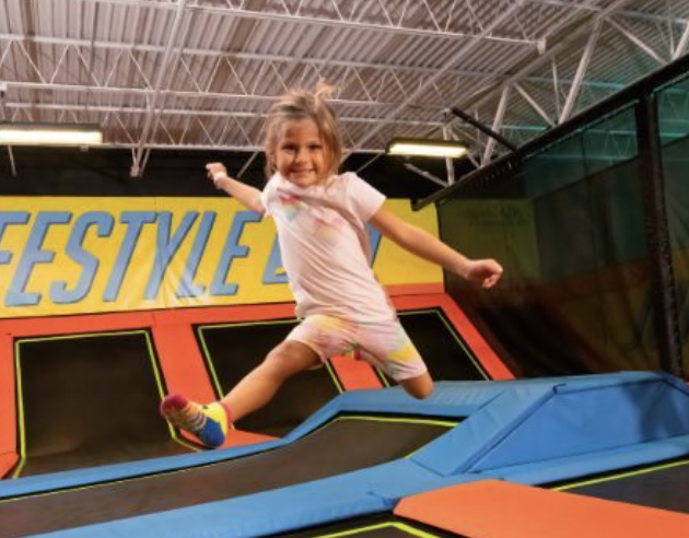Young child jumping on Play Lab trampolines