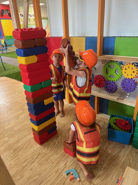 Construction-themed play station at Play Space Indoor Kids Center