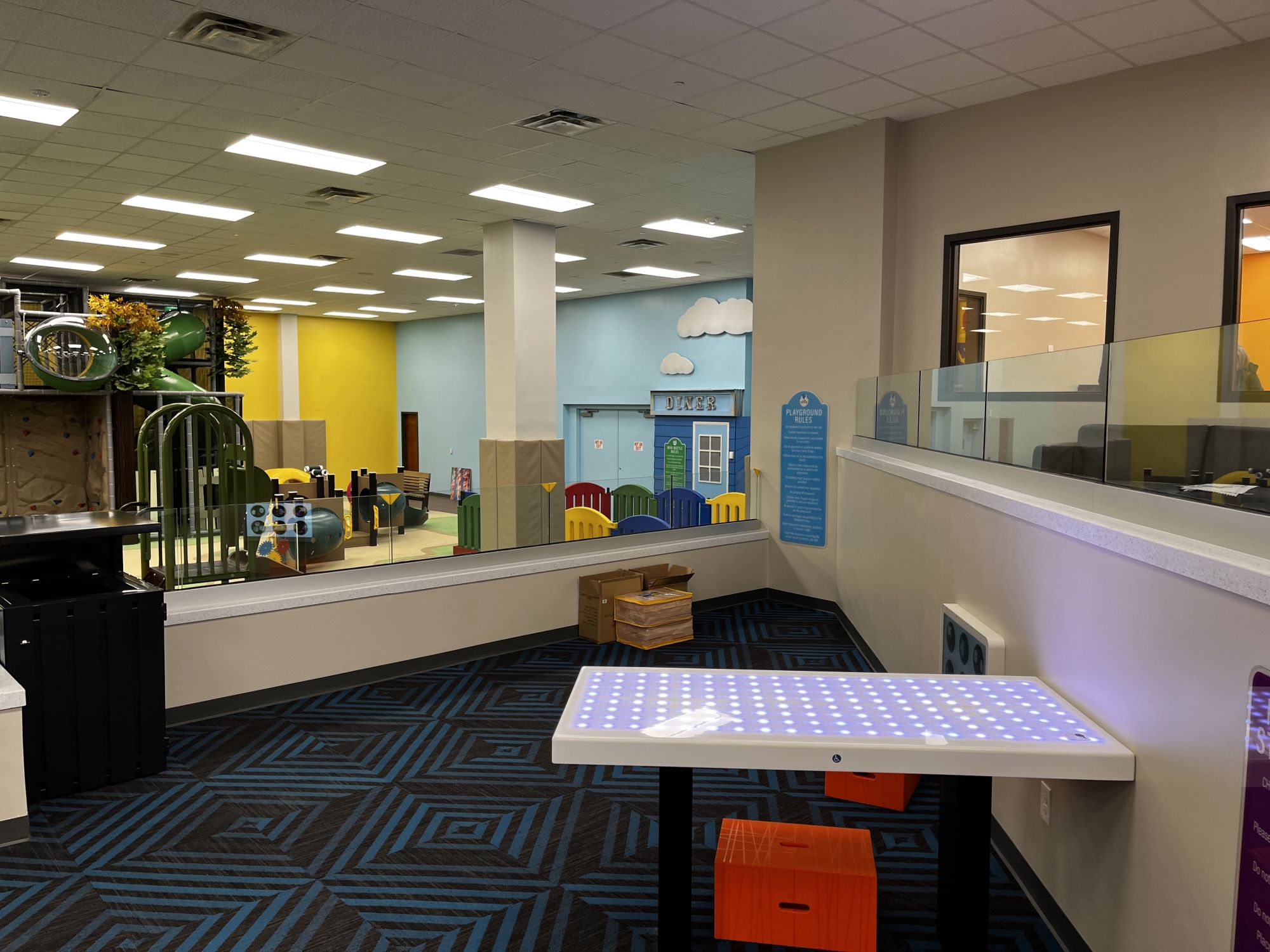 Play equipment inside Play Town & Café at Fort Polk.
