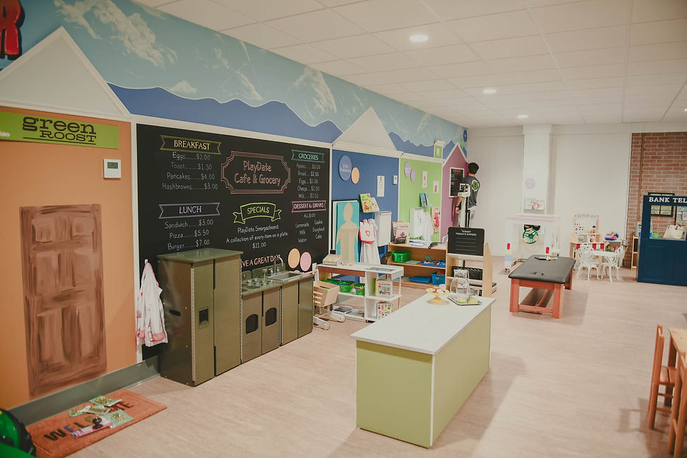 Interactive museum-style play area at PlayDate in Culpeper.
