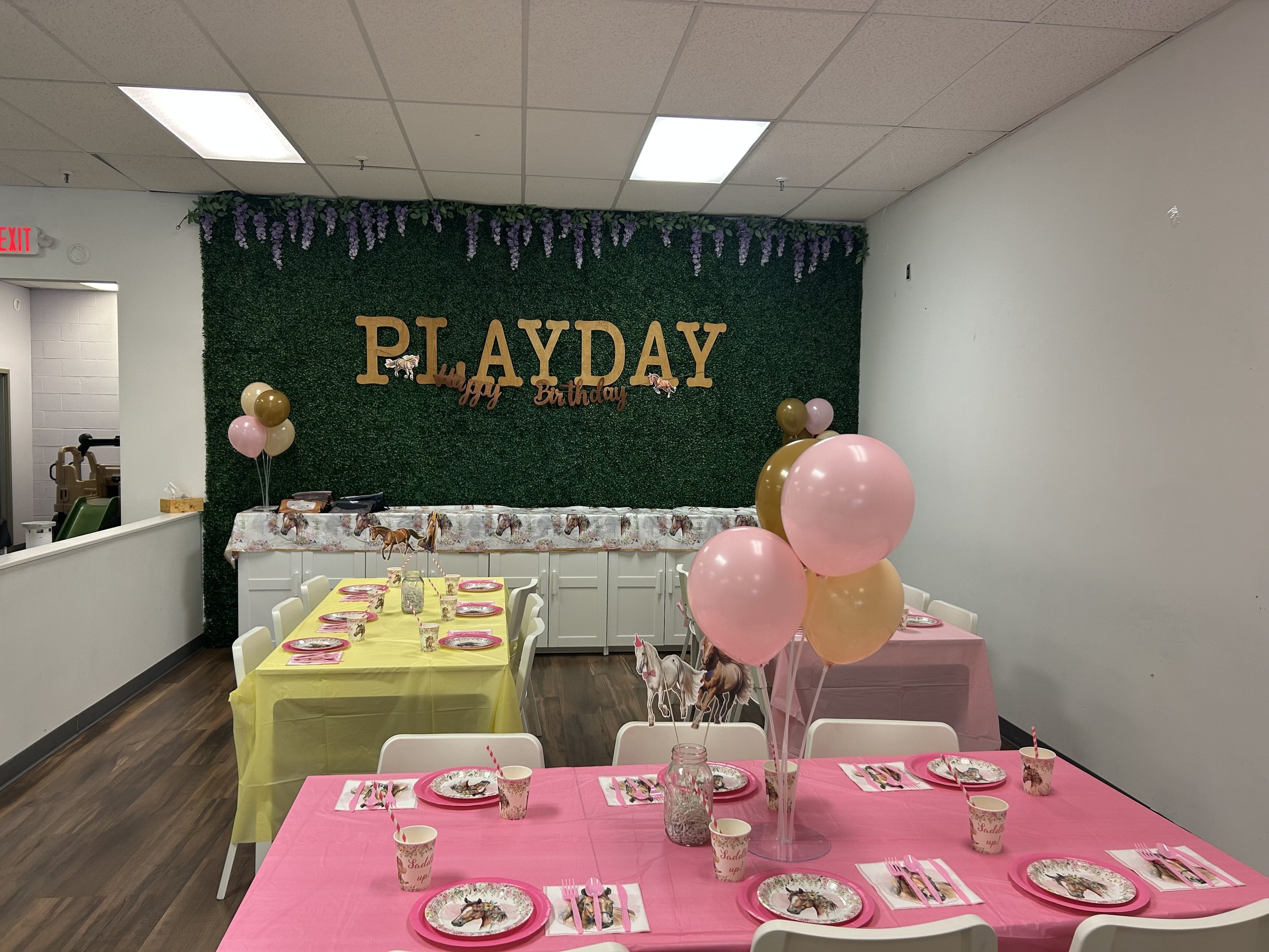 Private party room setup at Playday