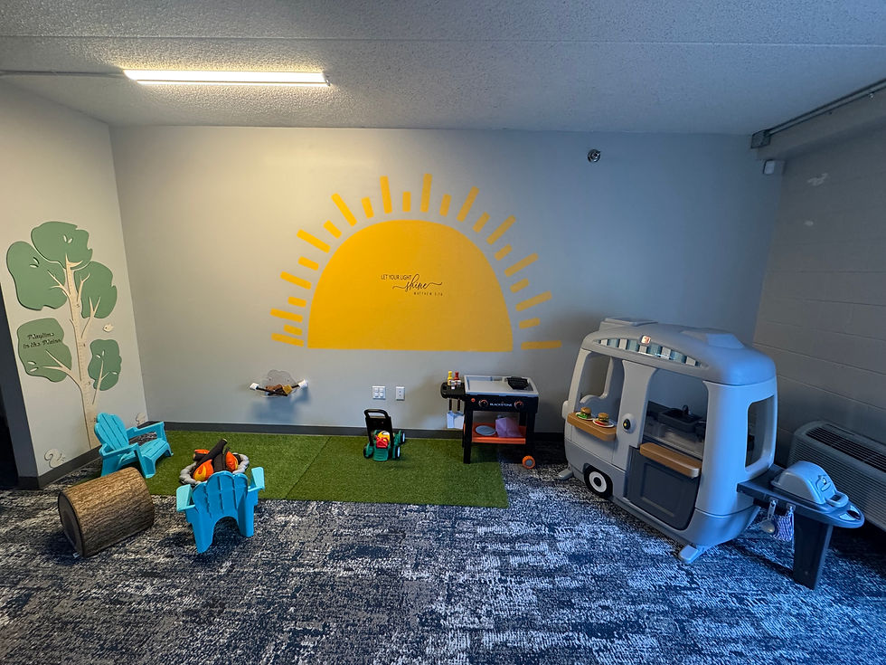 Wide view of the main play space at Playtime in the Plains.