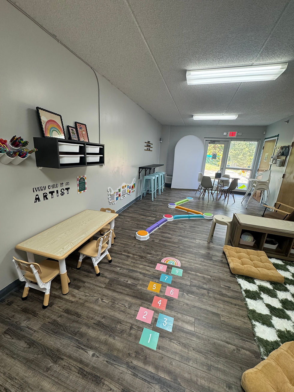 Indoor arts-and-crafts and play area at Playtime in the Plains.
