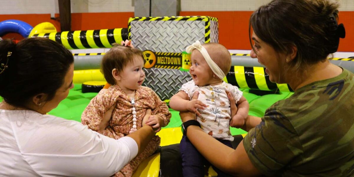 Inflatable play setup inside Quantum Sports Center's Fun Zone.