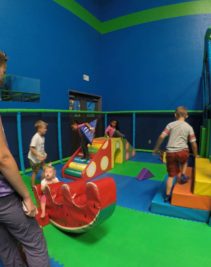 Playground area with soft toddler-friendly elements at Rebounderz Grand Rapids.