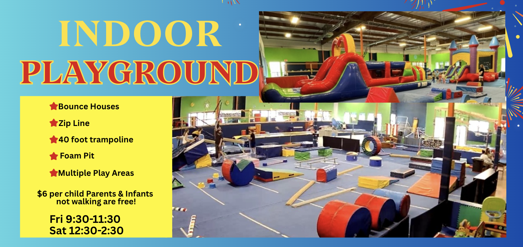 Promotional image for indoor playground at Salem Gymnastics Center.