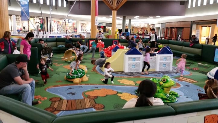 Wide view of the Kirkwood Mall children's play area
