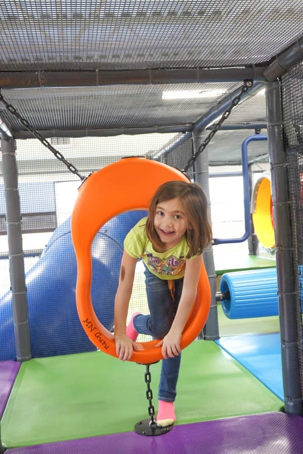 Soft climbing element inside Sartell Community Center KidZone.