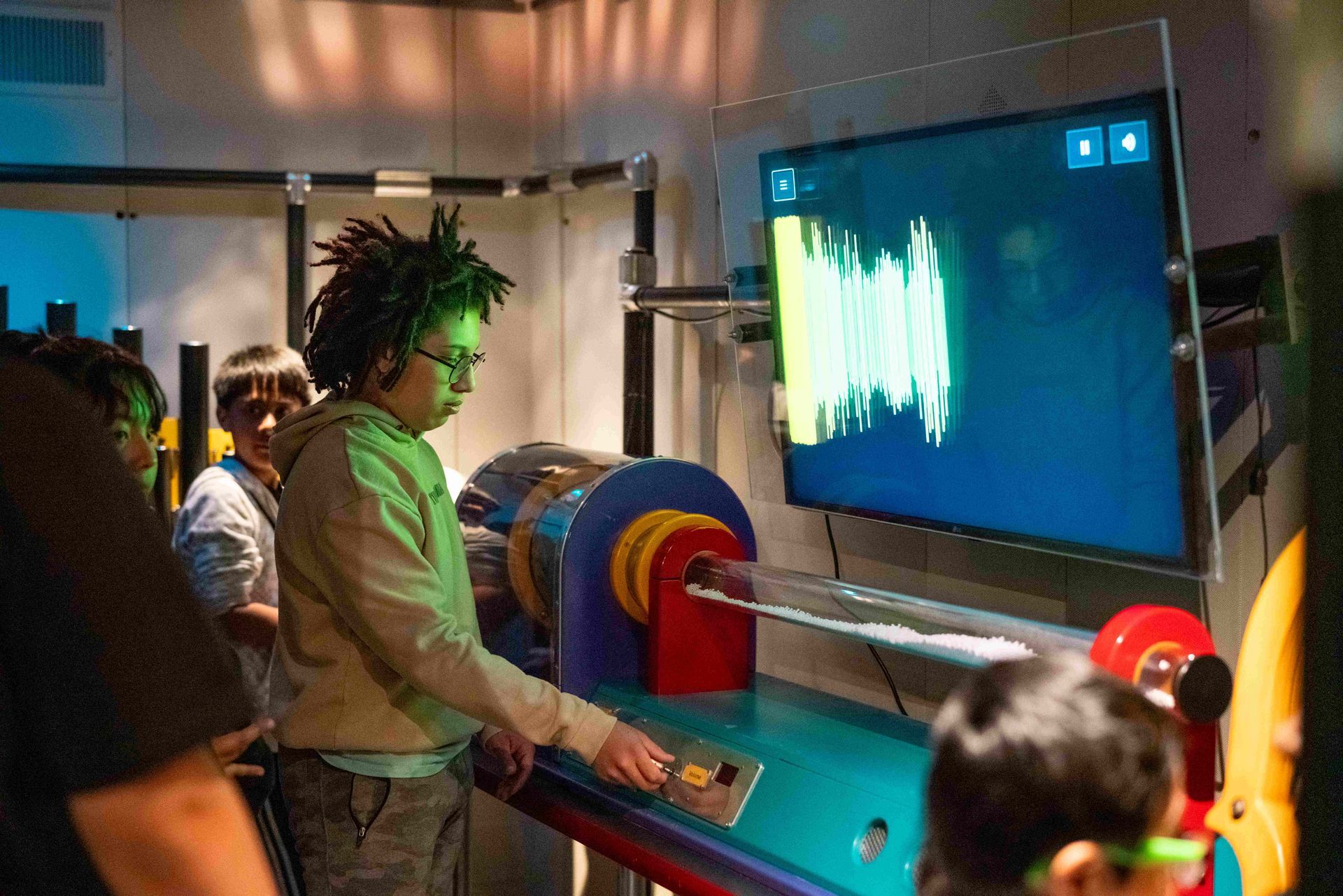 Child using an interactive science exhibit at ScienceWorks Hands-On Museum.
