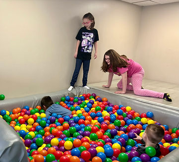Sensory-friendly ball pit and padded play area at Sensational Fun.