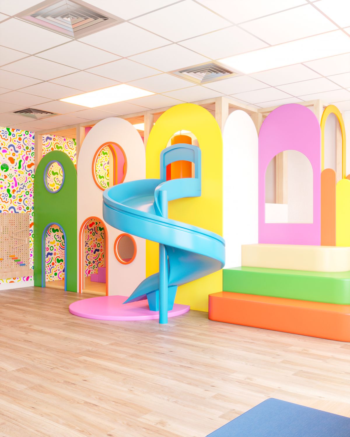 Children's play space at Sensory Street with bright indoor equipment