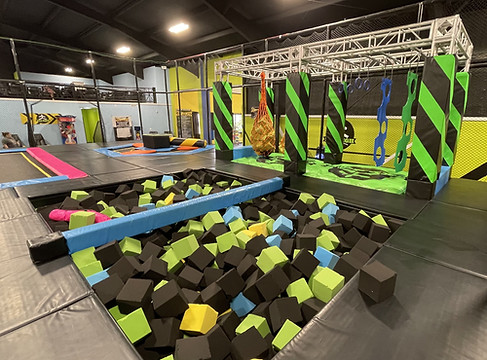 Foam pit and ninja course at Sky High Fun Zone.