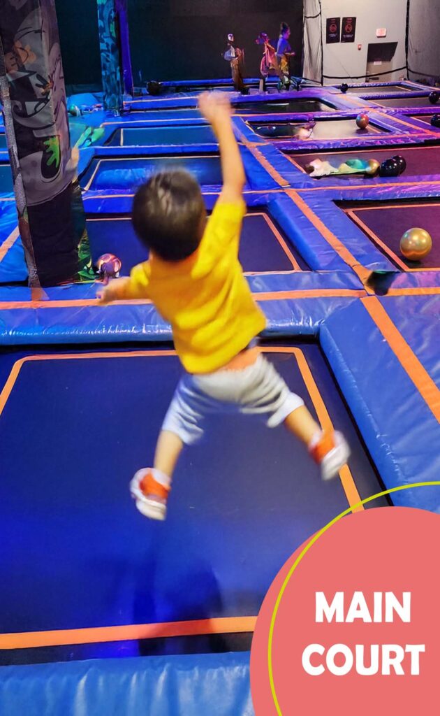 Main trampoline court at SKY Trampoline Park.