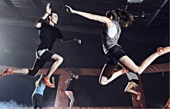 Freestyle trampoline area at Sky Zone.