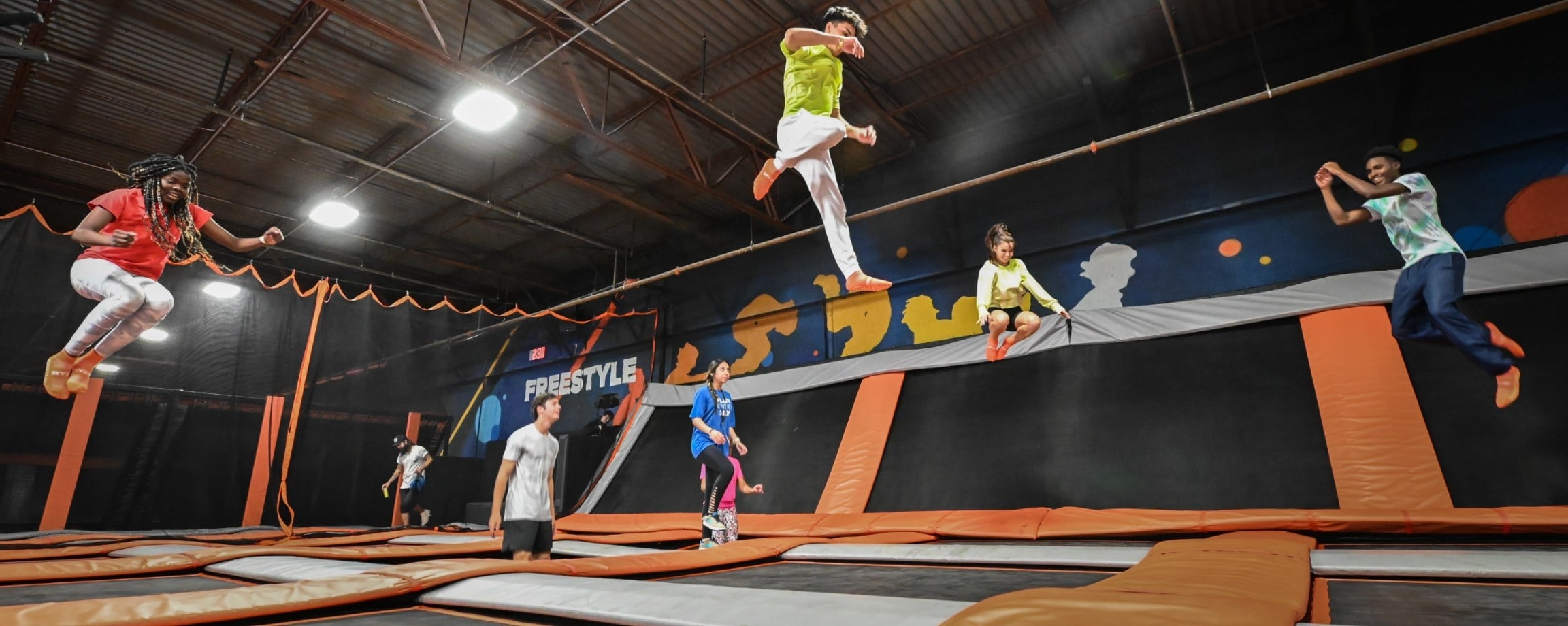 Trampoline court at Sky Zone Pittston.