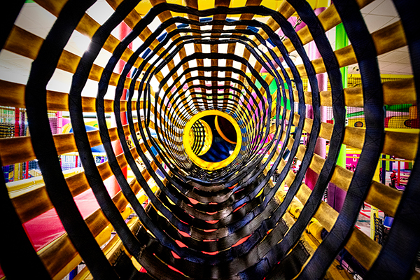 Soft-play tunnels at Slinky Action Zone.