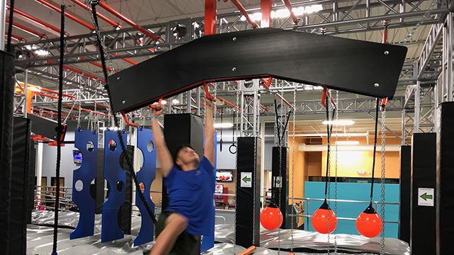 Ninja-style obstacle course inside Spring City Indoor Trampoline Park.