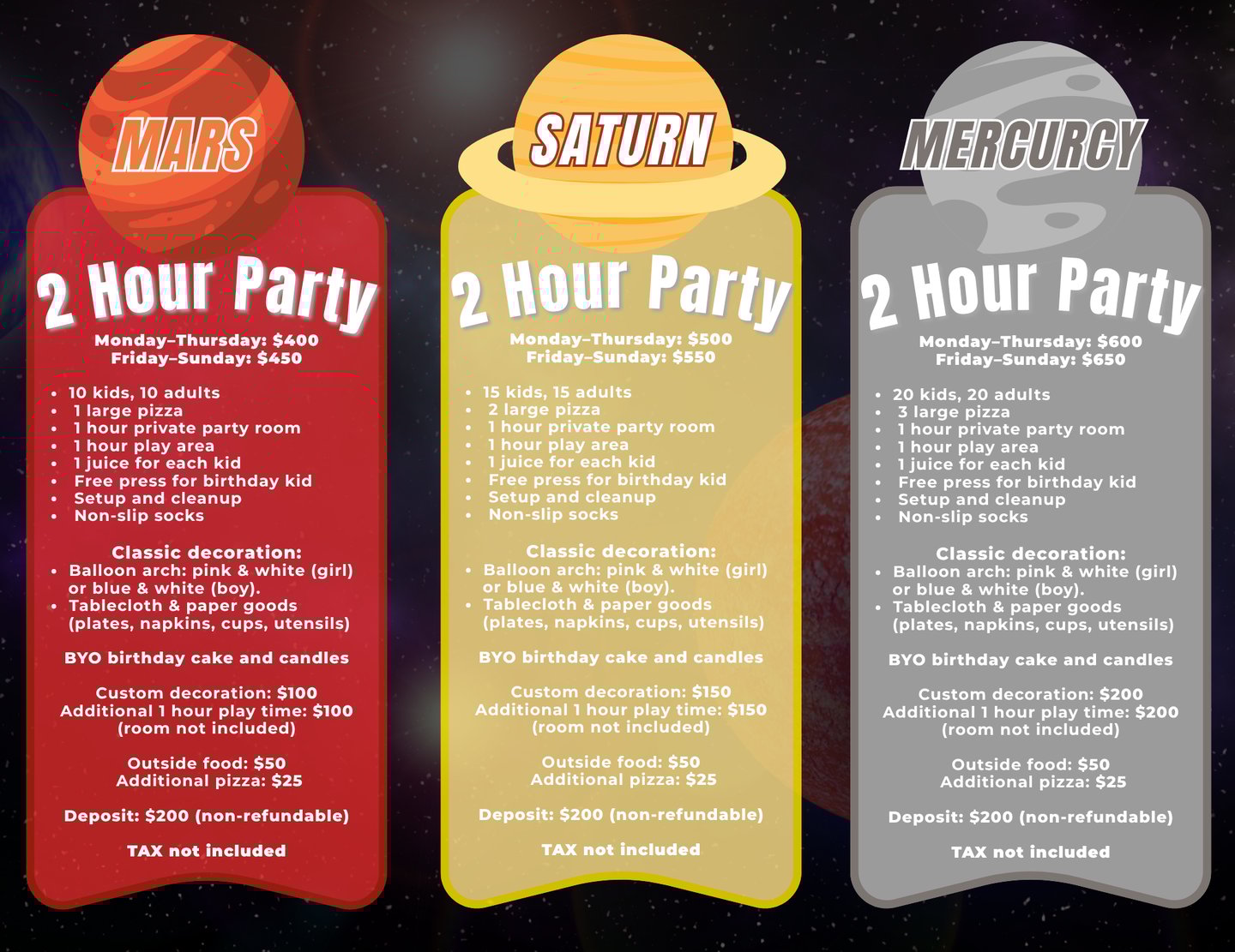 Star Park Cherry Hill birthday-party package flyer