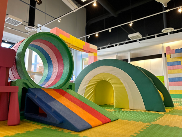 Soft-play climbing elements in the toddler play area.