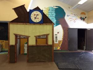 Boat-themed play structure inside Superior Playland.