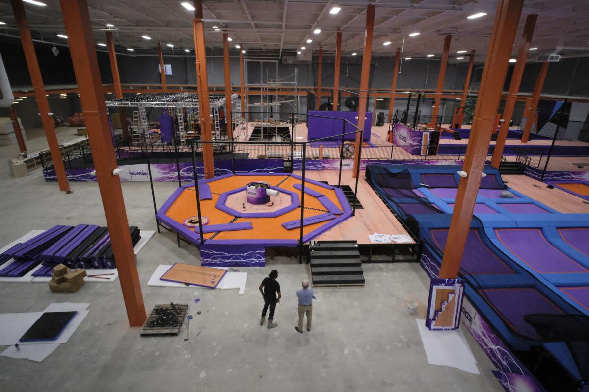 Indoor attraction floor at Surge Adventure Park Richmond.