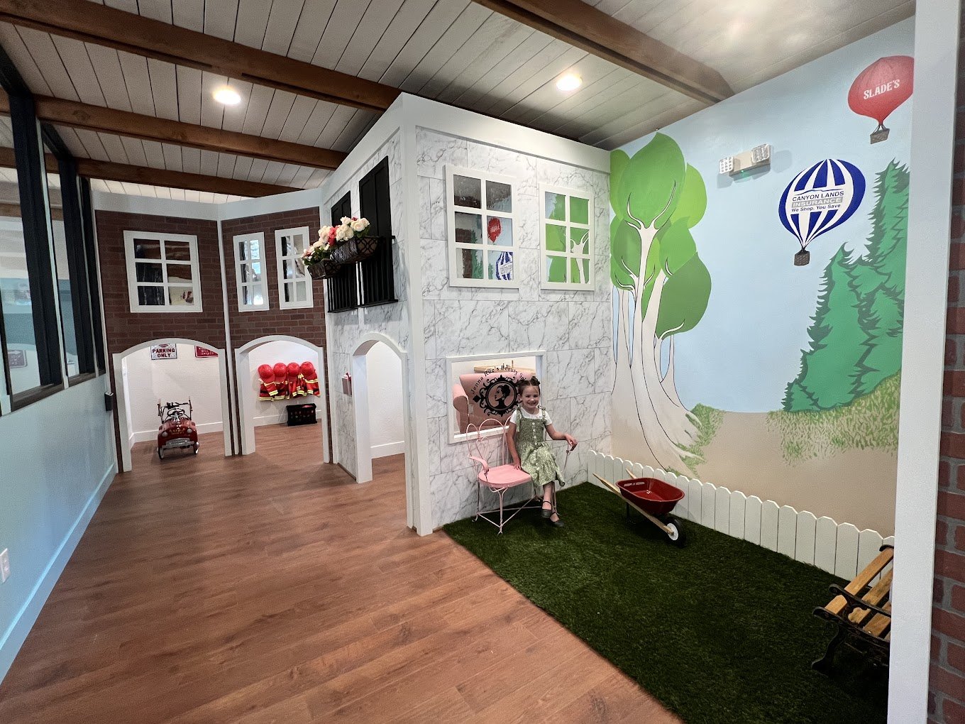 Pretend-play streetscape at Tiny Town