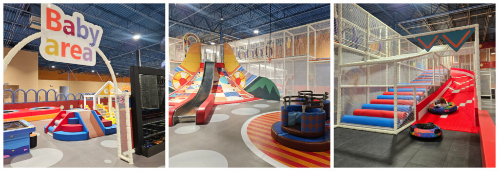 Play structure and open seating at T&B Play in Canton.
