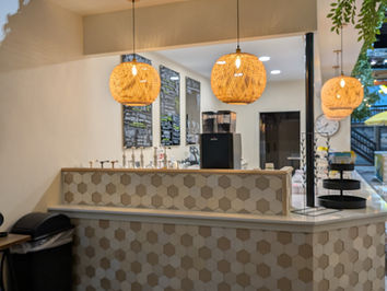 Cafe counter and caregiver amenities at The Bee's Knees Play Cafe.