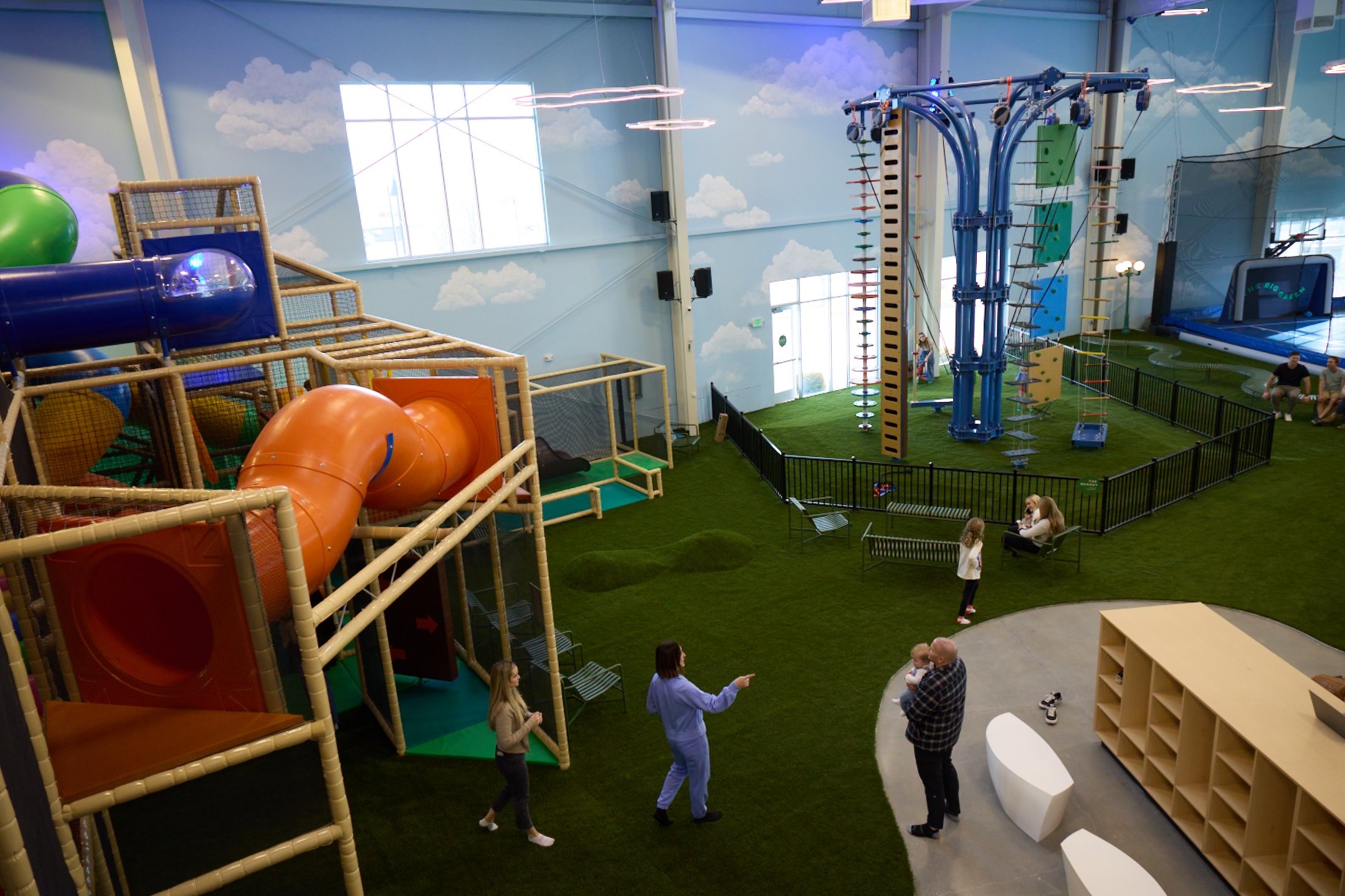 Large multi-level indoor playground at The Big Green