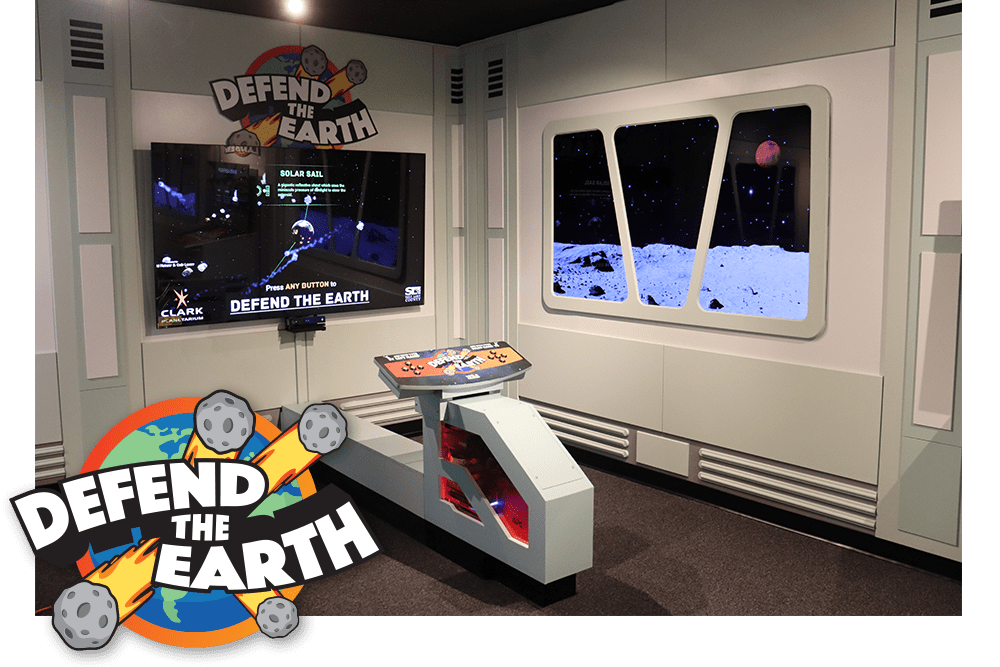 Defend the Earth interactive game inside The Blast Zone.