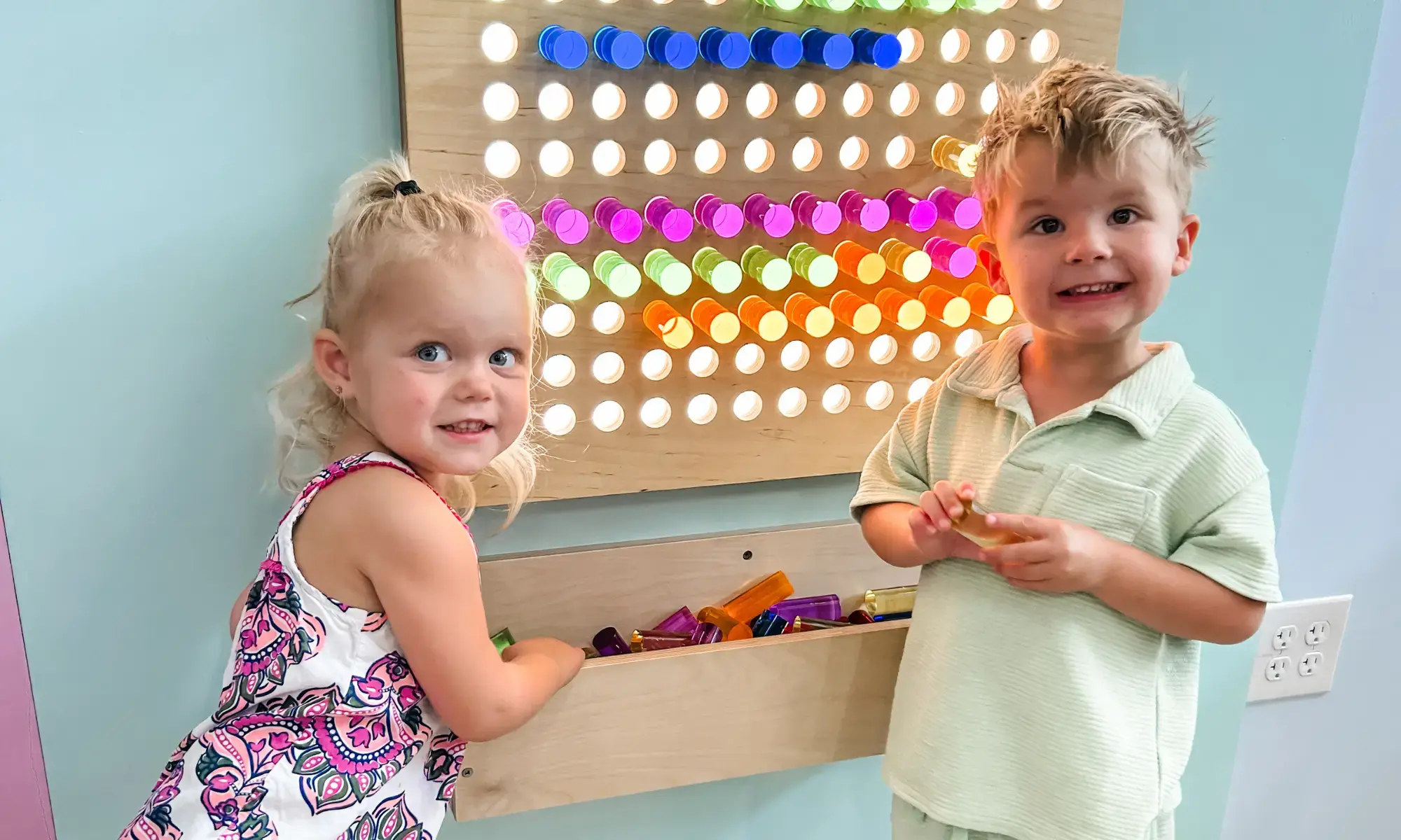 Seating and play space inside The Fun Bug.