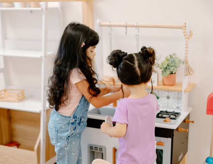 Pretend kitchen play at The Kids Cave